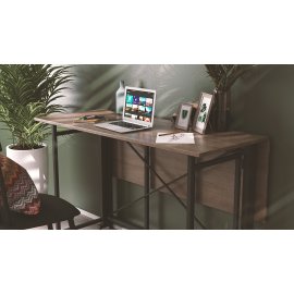 Стол-книжка трансформер Орион 3 Ferrum-decor 750x1150x880 Черный металл ДСП Дуб Сонома Трюфель 16 мм (ORI305)