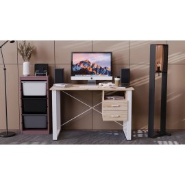 Письменный стол с ящиками Ferrum-decor Оскар  750x1200x600 металл Белый ДСП Дуб Сан-Марино 16 мм (OSK0009)