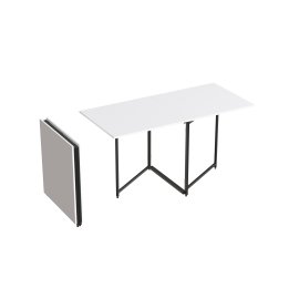 Стол трансформер книжка Панама Ferrum-decor 75x148x68 Черный металл ДСП Белый 16 мм (PANAM106)