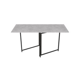 Стол трансформер книжка Панама Ferrum-decor 75x148x68 Черный металл ДСП Бетон 16 мм (PANAM100)