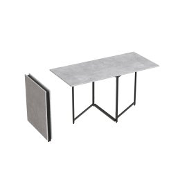 Стол трансформер книжка Панама Ferrum-decor 75x148x68 Черный металл ДСП Бетон 16 мм (PANAM100)