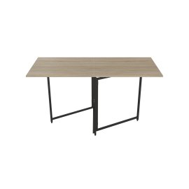 Стол трансформер книжка Панама Ferrum-decor 75x148x68 Черный металл ДСП Дуб Сонома 16 мм (PANAM103)