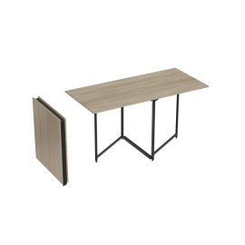 Стол трансформер книжка Панама Ferrum-decor 75x148x68 Черный металл ДСП Дуб Сонома 16 мм (PANAM103)