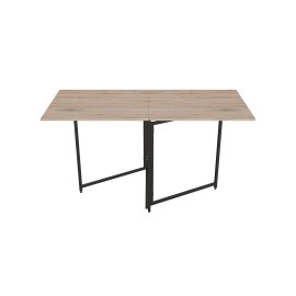 Стол трансформер книжка Панама Ferrum-decor 75x148x68 Черный металл ДСП Дуб Сан-Марино 16 мм (PANAM105)