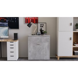 Кровать трансформер комод ASCET 3 Ferrum-decor 920x2000x700 Черный металл ДСП Бетон 16 мм (ASCET307)