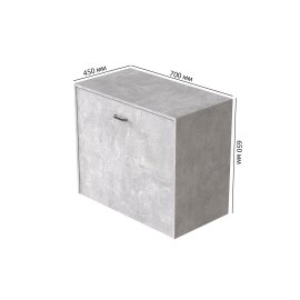 Кровать трансформер тумба ASCET 2 Ferrum-decor 650x2000x700 Черный металл ДСП Бетон 16 мм (ASCET207)
