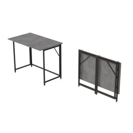 Стол трансформер раскладной Слай Ferrum-decor 75x100x60 Черный металл ДСП Бетон 16 мм (SLY1000)
