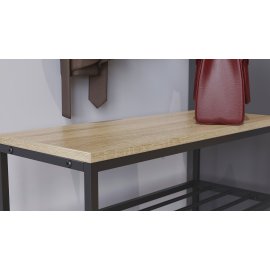 Полка для обуви Слайм 3 Ferrum-decor 635x630x260 Черный металл ДСП Дуб Сонома 16 мм (SLA204)