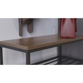Полка для обуви Слайм 3 Ferrum-decor 635x630x260 Черный металл ДСП Дуб Сонома Трюфель 16 мм (SLA205)