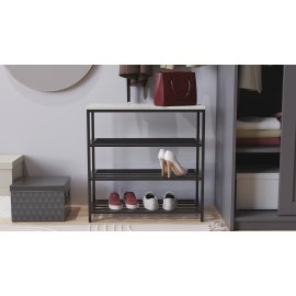 Полка для обуви Слайм 3 Ferrum-decor 635x630x260 Черный металл ДСП Бетон 16 мм (SLA207)