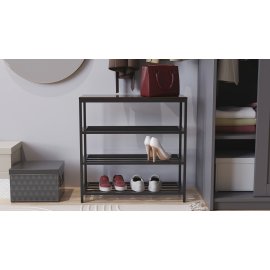 Полка для обуви Слайм 3 Ferrum-decor 635x630x260 Черный металл ДСП Венге Магия 16 мм (SLA203)