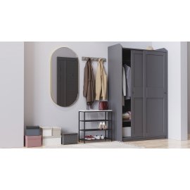 Полка для обуви Слайм 3 Ferrum-decor 635x630x260 Черный металл ДСП Белое 16 мм (SLA301)