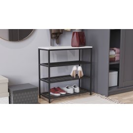 Полка для обуви Слайм 3 Ferrum-decor 635x630x260 Черный металл ДСП Белый 16 мм (SLA301)