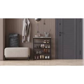 Полка для обуви Слайм 4 Ferrum-decor 820x630x260 Черный металл ДСП Бетон 16 мм (SLA407)