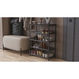 Полка для обуви Слайм 4 Ferrum-decor 820x630x260 Черный металл ДСП Венге Магия 16 мм (SLA403)