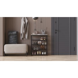 Полка для обуви Слайм 4 Ferrum-decor 820x630x260 Черный металл ДСП Белое 16 мм (SLA401)