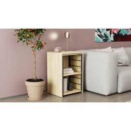 Стол-тумба трансформер Смарт 2/2 Ferrum-decor 750x1450x600 Черный металл ДСП Дуб Сонома 16 мм (SMART210)