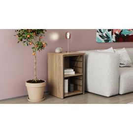 Стол-тумба трансформер Смарт 2/1 Ferrum-decor 750x1450x500 Черный металл ДСП Дуб Сонома Трюфель 16 мм (SMART204)