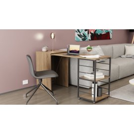 Стол-тумба трансформер Смарт 2/1 Ferrum-decor 750x1450x500 Черный металл ДСП Дуб Сонома Трюфель 16 мм (SMART204)