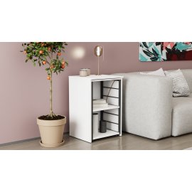 Стол-тумба трансформер Смарт 2/2 Ferrum-decor 750x1450x600 Черный металл ДСП Белый 16 мм (SMART207)
