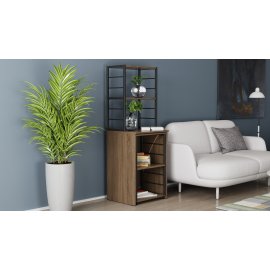 Стол-тумба трансформер Смарт 2/2 Ferrum-decor 750x1450x600 Черный металл ДСП Дуб Сонома Трюфель 16 мм (SMART211)