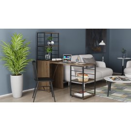 Стол-тумба трансформер Смарт 2/2 Ferrum-decor 750x1450x600 Черный металл ДСП Дуб Сонома Трюфель 16 мм (SMART211)