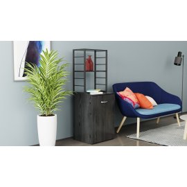 Стол-тумба трансформер Смарт 4/1 с этажеркой Ferrum-decor 1430x1450x500 Черный металл ДСП Сосна Кембра 16 мм (SMART402)
