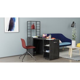 Стіл-тумба трансформер Смарт 4/1 з етажеркою Ferrum-decor 1430x1450x500 Чорний метал ДСП Венге Магія 16 мм (SMART402)