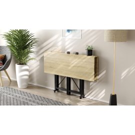 Стол-книжка трансформер Спайдер Ferrum-decor 750x1150x880 Черный металл ДСП Дуб Сонома 16 мм (SPAR004)