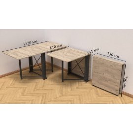 Стол-книга трансформер Орион 2 Ferrum-decor 750x1520x730 Черный металл ДСП Белое 16 мм (ORI201)