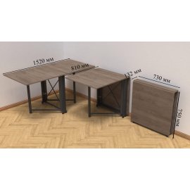 Стол-книга трансформер Орион 2 Ferrum-decor 750x1520x730 Черный металл ДСП Дуб Сонома Трюфель 16 мм (ORI205)
