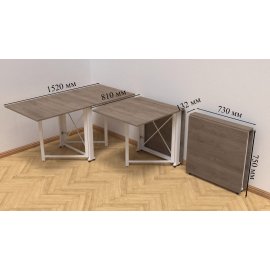 Стол-книга трансформер Орион 2 Ferrum-decor 750x1520x730 Белый металл ДСП Дуб Сонома Трюфель 16 мм (ORI212)