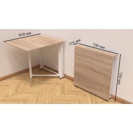Стол-книжка трансформер Орион 1 Ferrum-decor 750x810x730 Белый металл ДСП Дуб Сонома 16 мм (ORI111)