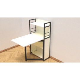 Стол книжка с этажеркой Практик 1 Ferrum-decor 1200x640x990 Черный металл ДСП Белый 16 мм (PRA101)