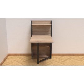 Стол книжка с этажеркой Практик 1 Ferrum-decor 1200x640x990 Черный металл ДСП Дуб Сонома 16 мм (PRA104)