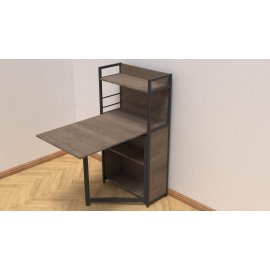 Стол книжка с этажеркой Практик 1 Ferrum-decor 1200x640x990 Черный металл ДСП Дуб Сонома Трюфель 16 мм (PRA105)