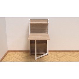 Стол книжка с этажеркой Практик 1 Ferrum-decor 1200x640x990 Белый металл ДСП Дуб Сонома 16 мм (PRA111)
