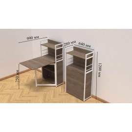 Стол книжка с этажеркой Практик 1 Ferrum-decor 1200x640x990 Белый металл ДСП Дуб Сонома Трюфель 16 мм (PRA112)
