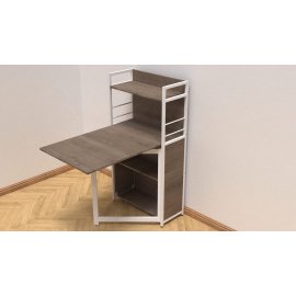 Стол книжка с этажеркой Практик 1 Ferrum-decor 1200x640x990 Белый металл ДСП Дуб Сонома Трюфель 16 мм (PRA112)