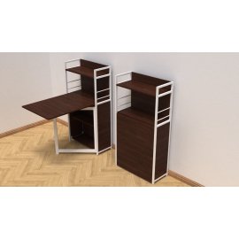 Стол книжка с этажеркой Практик 1 Ferrum-decor 1200x640x990 Белый металл ДСП Венге Магия 16 мм (PRA110)
