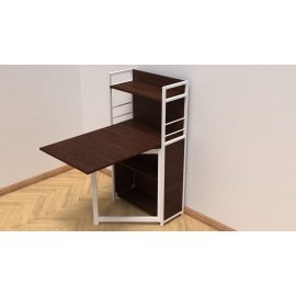 Стол книжка с этажеркой Практик 1 Ferrum-decor 1200x640x990 Белый металл ДСП Венге Магия 16 мм (PRA110)