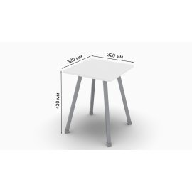 Табурет Ferrum-decor 430x320x320 Сірий метал ДСП Білий 16 мм (TAB015)