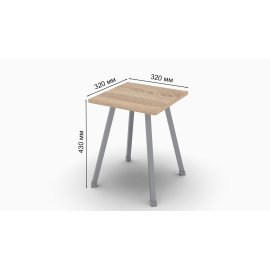 Табурет Ferrum-decor 430x320x320 Сірий метал ДСП Дуб Сонома 16 мм (TAB018)