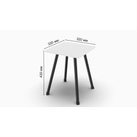 Табурет Ferrum-decor 430x320x320 Чорний метал ДСП Білий 16 мм (TAB001)