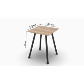 Табурет Ferrum-decor 430x320x320 Чорний метал ДСП Дуб Сонома 16 мм (TAB004)