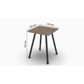 Табурет Ferrum-decor 430x320x320 Чорний метал ДСП Дуб Сонома Трюфель 16 мм (TAB005)