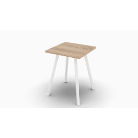 Табурет кухонный Ferrum-decor 430x320x320 Белый металл ДСП Дуб Сонома 16 мм (TAB011)