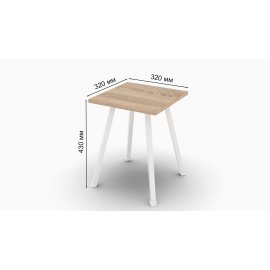 Табурет Ferrum-decor 430x320x320 Білий метал ДСП Дуб Сонома 16 мм (TAB011)