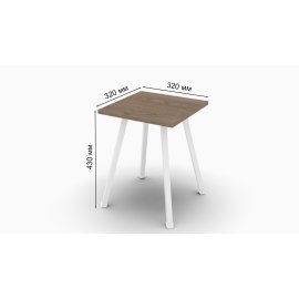 Табурет Ferrum-decor 430x320x320 Білий метал ДСП Дуб Сонома Трюфель 16 мм (TAB012)