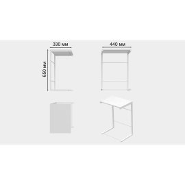 Приставний Столик Террі Ferrum-decor 650x440x330 Білий метал ДСП Білий 16 мм (TERR008)
